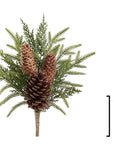 18" Mixed Faux Pine + Cedar Bush with Real Pine Cones