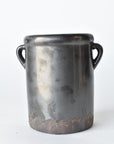 6.5" H Black Mini Crock Container with Handles