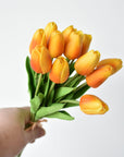 13.5" Faux Real Touch Orange/Yellow Tulip Bundle : 12 Stems