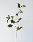 35" Faux Camellia Bloom Branch Stem Real Touch- Cream