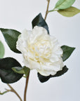 35" Faux Camellia Bloom Branch Stem Real Touch- Cream