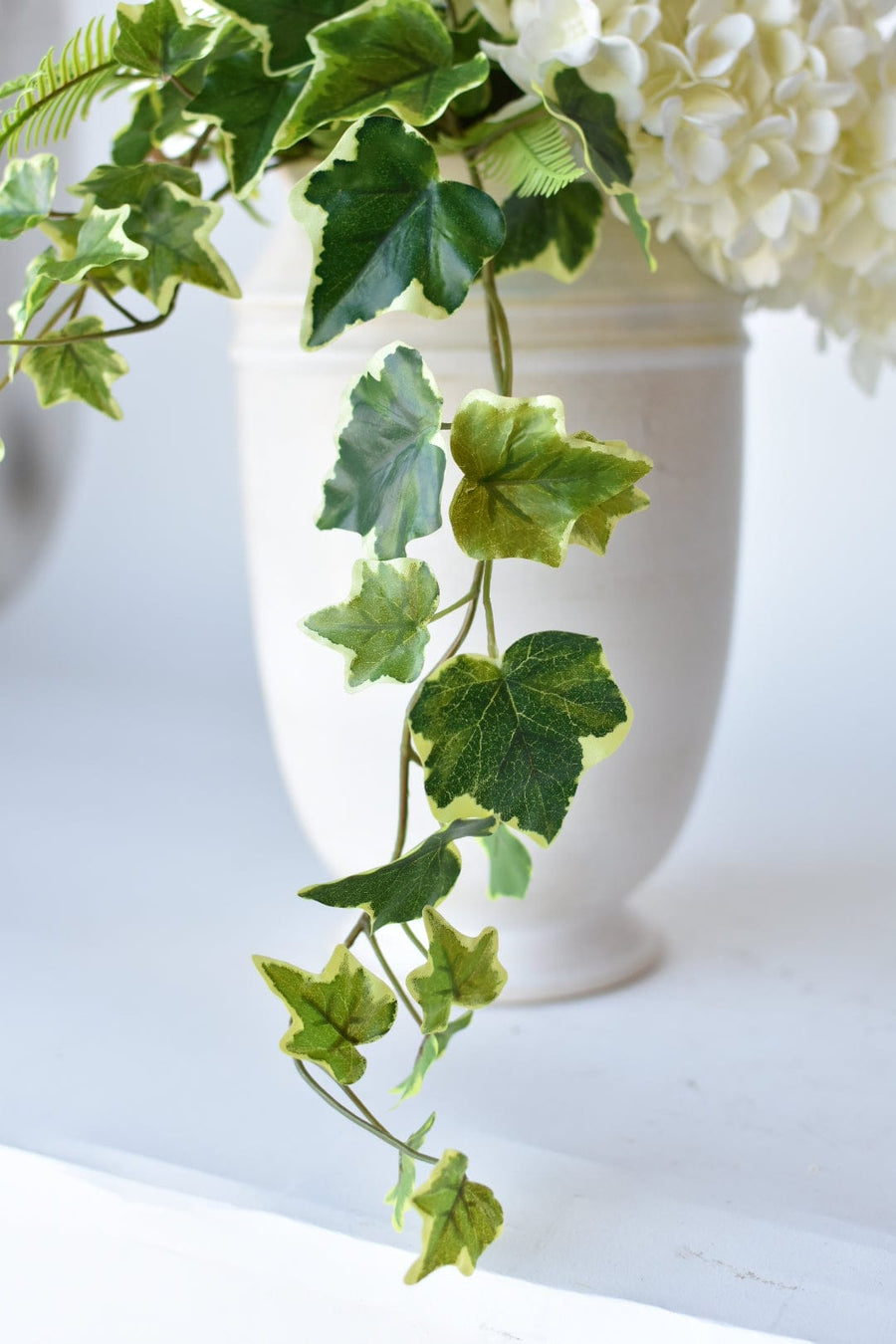 White Hydrangea, Ivy, Sycamore+ More Drop-In Bouquet Arrangement