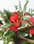 Red Ranunculus/Holly/Norfolk/Magnolia Pine Drop In X02
