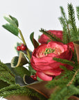 Red Ranunculus/Holly/Norfolk/Magnolia Pine Drop In X02