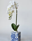 22" Faux Phalaenopsis Orchid in Blue/White Container - 1OR