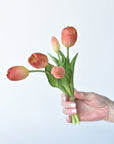 10" Faux Real Touch Peach/Coral Tulip Stem Bundle
