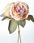 12.5" Faux Dried Cabbage Rose Tea Stained Pink