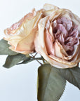 12.5" Faux Dried Cabbage Rose Tea Stained Pink