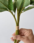 Six-stem faux variegated holly bundle shown from a second angle