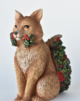 9" Fox with Holly Resin Figure