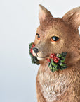 9" Fox with Holly Resin Figure