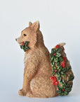 9" Fox with Holly Resin Figure