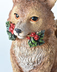 9" Fox with Holly Resin Figure