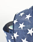 2.5" x 10yd Blue Faux Linen Ribbon w/ White Stars