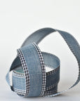 1 1/2" x 10yd Denim Faux Linen with Check Border