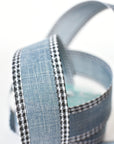 1 1/2" x 10yd Denim Faux Linen with Check Border