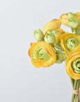 10" Faux Yellow/Green Ranunculus Stem Bundle