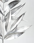 22.5" Faux Silver Metallic Bay Leaf Stem