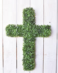 27" UV Protected Faux Boxwood Cross Wreath