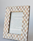 Enlayed Wood and Faux Bone Herringbone Frame