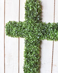 27" UV Protected Faux Boxwood Cross Wreath