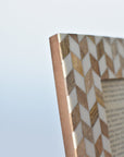Enlayed Wood and Faux Bone Herringbone Frame