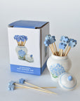 Hydrangea Mini Ginger Jar w/ Bamboo Tooth Picks