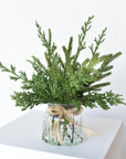 11" Faux Mixed Pine in Glass Vase and Faux Water