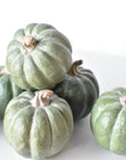 Set of 6 green resin pumpkin figures, 2.5 inches tall
