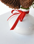 11" Faux Hemloch Stems w/Pinecones in Container with Red Velvet Bow