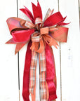 Raspberry Pink Orange and Brown Bow