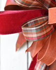 Raspberry Pink Orange and Brown Bow