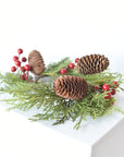 11" Faux Cedar Candle Ring With Pinecones/Berries (Fits up to a 3" Pillar Candle) CR2