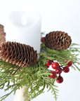 11" Faux Cedar Candle Ring With Pinecones/Berries (Fits up to a 3" Pillar Candle) CR2