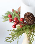 11" Faux Cedar Candle Ring With Pinecones/Berries (Fits up to a 3" Pillar Candle) CR2