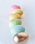 Set of 18 Rainbow Gold Speckled Faux Eggs In Crate
