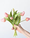 11.75" Faux Real Touch Light Pink Tulip Stem Bundle