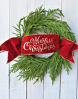 6"x44" Deep Red Velvet "Merry Christmas" Embroidered Sash