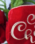 6"x44" Deep Red Velvet "Merry Christmas" Embroidered Sash