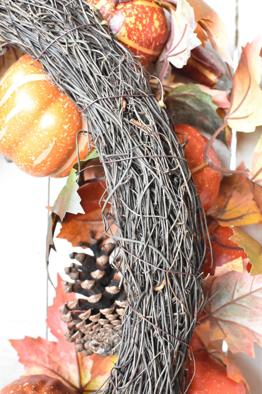 22" Faux Pumpkin + Pinecone Wreath