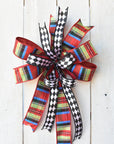Multicolor Plaid with Harlequin Contrast Bow