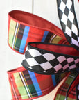 Multicolor Plaid with Harlequin Contrast Bow