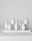 Rectangular White Ceramic Bud Vases on Base
