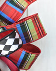 Multicolor Plaid with Harlequin Contrast Bow