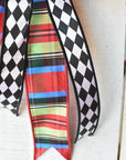 Multicolor Plaid with Harlequin Contrast Bow