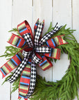 Multicolor Plaid with Harlequin Contrast Bow