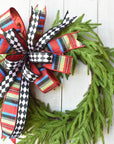 Multicolor Plaid with Harlequin Contrast Bow