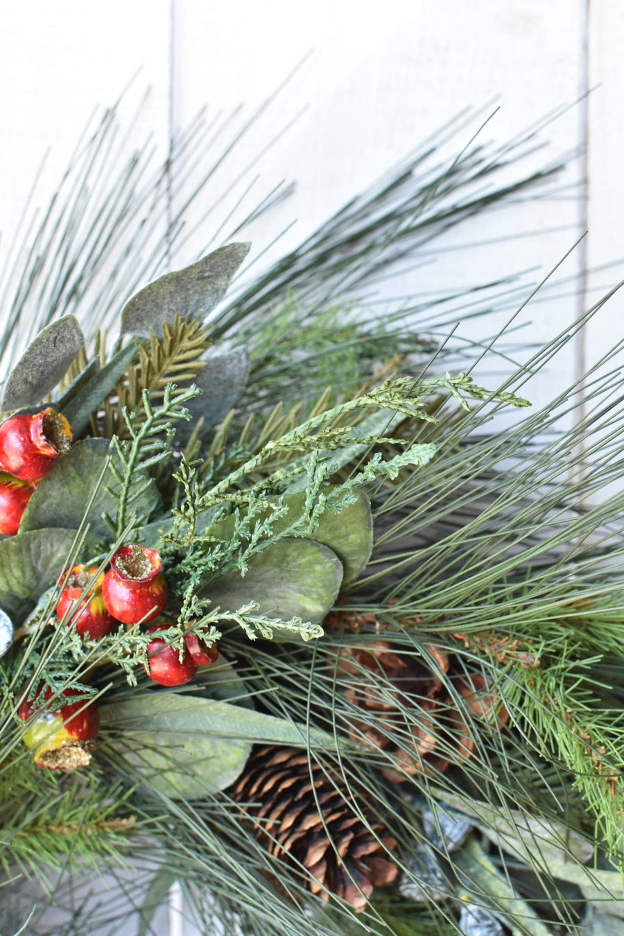 24" Faux Mixed Eucalyptus, Pine, and Berry Wreath