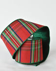 4" Red Green Tartain with Green Lame Back