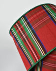 4" Red Green Tartain with Green Lame Back